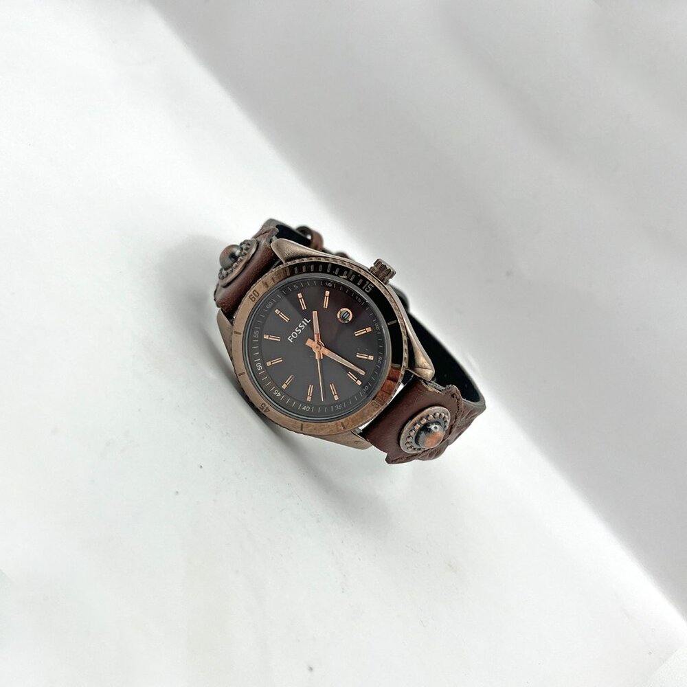 Fossil Stella Watch Brown Ion ES-3029 Date WR 50m 30mm
